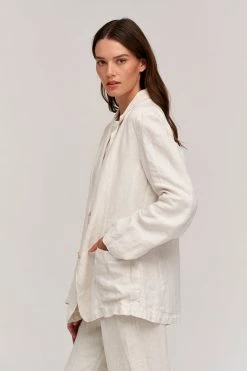 Velvet By Graham & Spencer Womens CASSIE HEAVY LINEN BLAZER