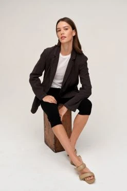 Velvet By Graham & Spencer Womens CASSIE HEAVY LINEN BLAZER
