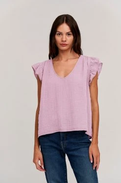 Velvet By Graham & Spencer BREANNA COTTON GAUZE TOP Womens