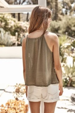 Velvet By Graham & Spencer TAWNA COTTON GAUZE V-NECK TANK