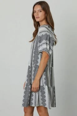 Velvet By Graham & Spencer Womens SOPHIE PUFF SLEEVE JACQUARD DRESS