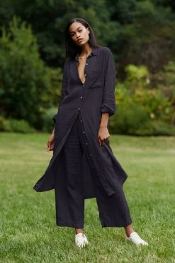 Velvet By Graham & Spencer Womens JORA LINEN BUTTON-UP DRESS 58 Velvet By Graham & Spencer Womens JORA LINEN BUTTON-UP DRESS