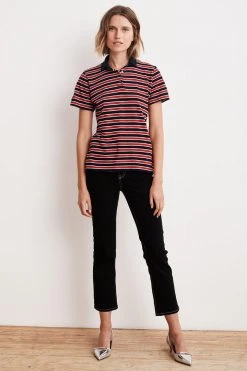 Velvet By Graham & Spencer Womens KAIA MID RISE CONTRAST STITCHING CROP JEAN