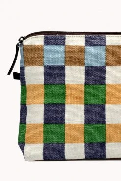 Womens LARGE GINGHAM LINEN POUCH BY EPICE
