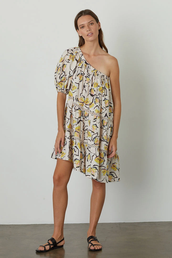 Velvet By Graham & Spencer ADALYN ONE SHOULDER PRINTED DRESS Womens 4 Velvet By Graham & Spencer ADALYN ONE SHOULDER PRINTED DRESS Womens