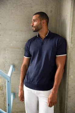 Velvet By Graham & Spencer GORDON LINEN BLEND POLO Mens