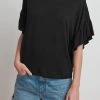 Velvet By Graham & Spencer DORIANA LINEN KNIT RUFFLE SLEEVE TEE Womens