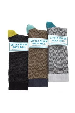 Accessories TEXTURED HERRINGBONE CREW SOCK BY LITTLE RIVER SOCK MILL