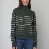Velvet By Graham & Spencer ZOE STRIPED TURTLENECK SWEATER