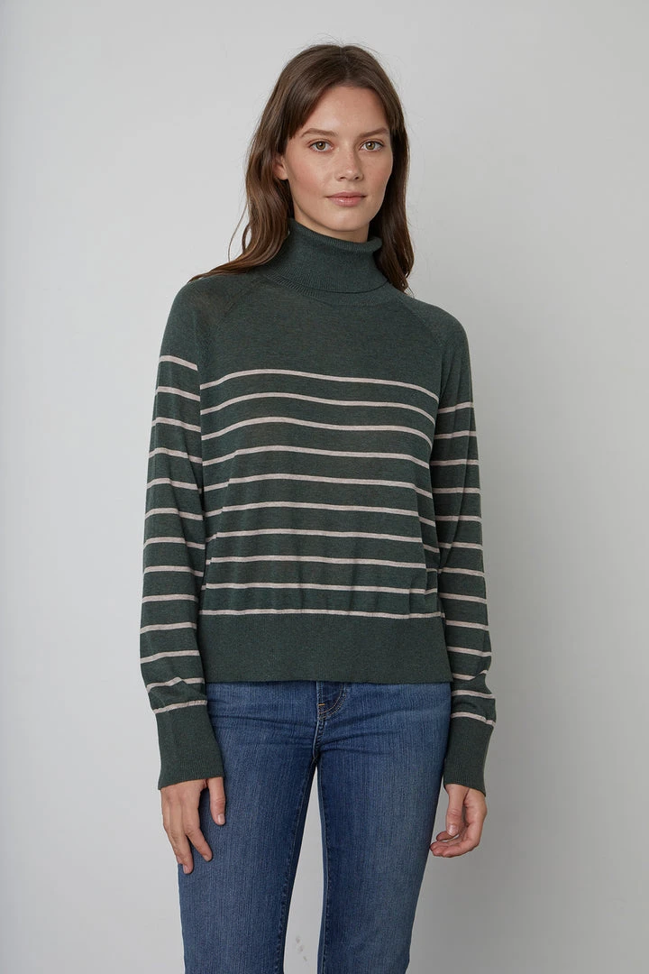Velvet By Graham & Spencer ZOE STRIPED TURTLENECK SWEATER 1 Velvet By Graham & Spencer ZOE STRIPED TURTLENECK SWEATER