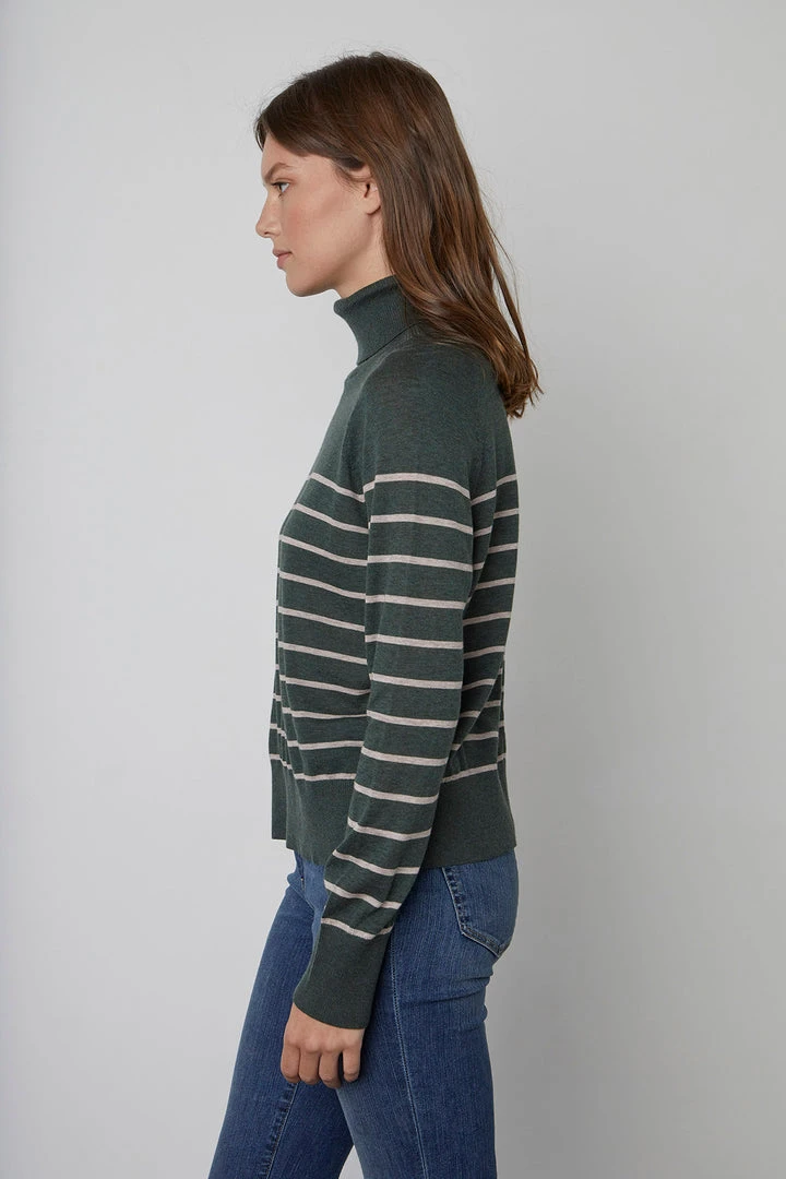 Velvet By Graham & Spencer ZOE STRIPED TURTLENECK SWEATER 2 Velvet By Graham & Spencer ZOE STRIPED TURTLENECK SWEATER