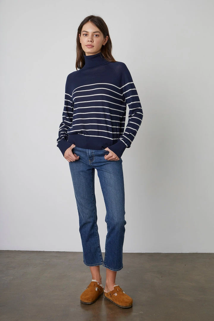 Velvet By Graham & Spencer ZOE STRIPED TURTLENECK SWEATER 5 Velvet By Graham & Spencer ZOE STRIPED TURTLENECK SWEATER