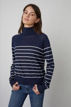 Velvet By Graham & Spencer ZOE STRIPED TURTLENECK SWEATER 15 Velvet By Graham & Spencer ZOE STRIPED TURTLENECK SWEATER