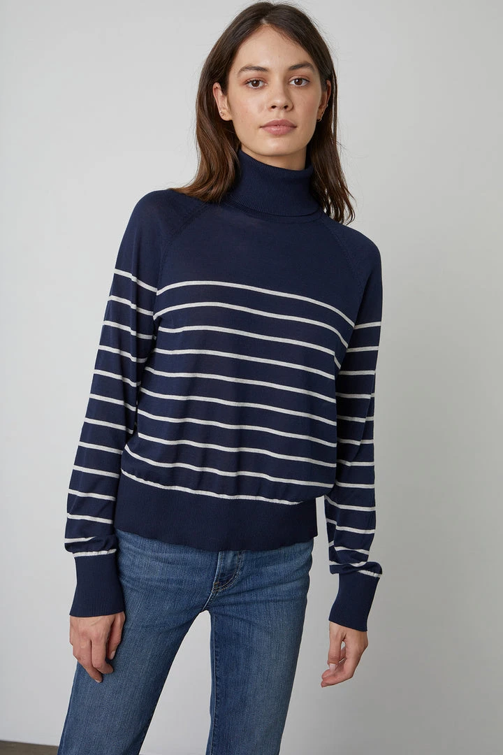 Velvet By Graham & Spencer ZOE STRIPED TURTLENECK SWEATER 4 Velvet By Graham & Spencer ZOE STRIPED TURTLENECK SWEATER