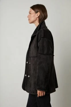 Velvet By Graham & Spencer Womens ALBANY REVERSIBLE LUX SHERPA COAT