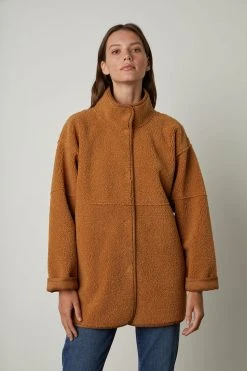 Velvet By Graham & Spencer Womens ALBANY REVERSIBLE LUX SHERPA COAT