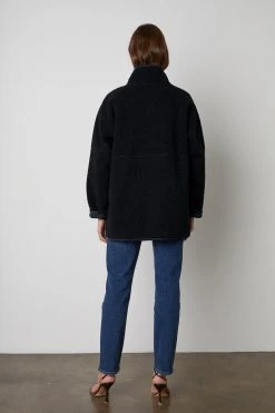 Velvet By Graham & Spencer Womens ALBANY REVERSIBLE LUX SHERPA COAT