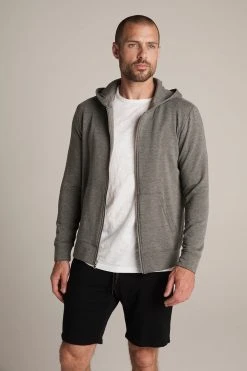 Velvet By Graham & Spencer RODAN CHARCOAL LUXE FLEECE ZIP HOODIE Mens