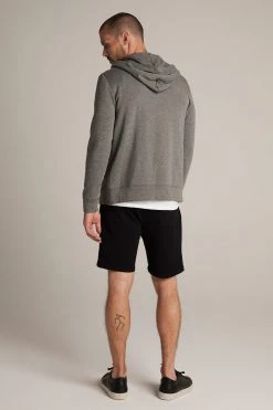 Velvet By Graham & Spencer RODAN CHARCOAL LUXE FLEECE ZIP HOODIE Mens