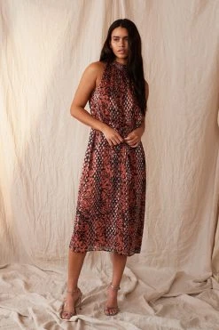 Velvet By Graham & Spencer Womens SHEENA METALLIC PRINTED DRESS