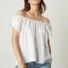 Velvet By Graham & Spencer CEILA LINEN FLUTTER SLEEVE BLOUSE