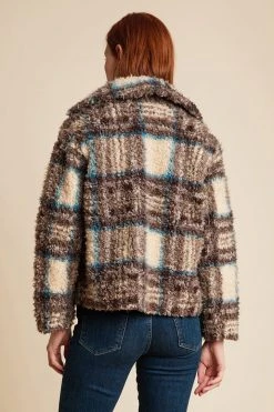 Velvet By Graham & Spencer Womens ERICA PLAID FAUX SHERPA JACKET