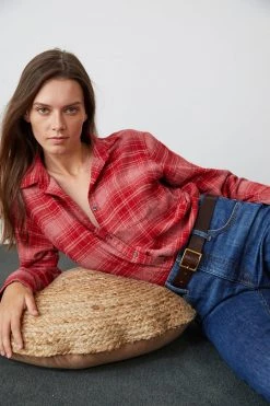 Velvet By Graham & Spencer Womens RUZ PLAID BUTTON-UP SHIRT