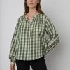 Velvet By Graham & Spencer SHIREEN PRINTED GINGHAM BUTTON-UP BLOUSE