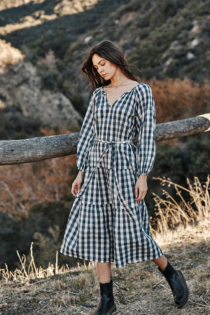 Velvet By Graham & Spencer Womens TRISH PRINTED GINGHAM DRESS 6 Velvet By Graham & Spencer Womens TRISH PRINTED GINGHAM DRESS