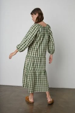 Velvet By Graham & Spencer Womens TRISH PRINTED GINGHAM DRESS 14 Velvet By Graham & Spencer Womens TRISH PRINTED GINGHAM DRESS