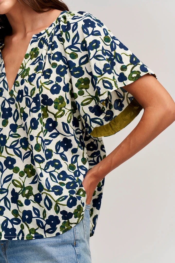 Velvet By Graham & Spencer JUNO PRINTED COTTON CAMBRIC TOP Womens 4 Velvet By Graham & Spencer JUNO PRINTED COTTON CAMBRIC TOP Womens