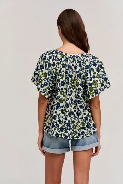 Velvet By Graham & Spencer JUNO PRINTED COTTON CAMBRIC TOP Womens 10 Velvet By Graham & Spencer JUNO PRINTED COTTON CAMBRIC TOP Womens
