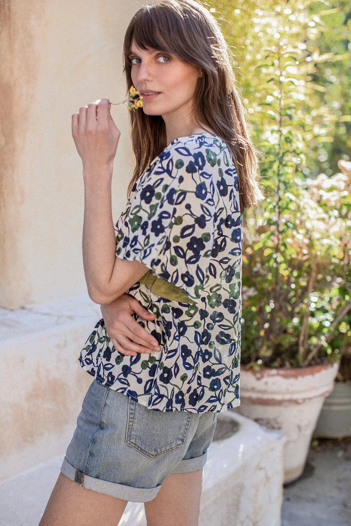 Velvet By Graham & Spencer JUNO PRINTED COTTON CAMBRIC TOP Womens 1 Velvet By Graham & Spencer JUNO PRINTED COTTON CAMBRIC TOP Womens