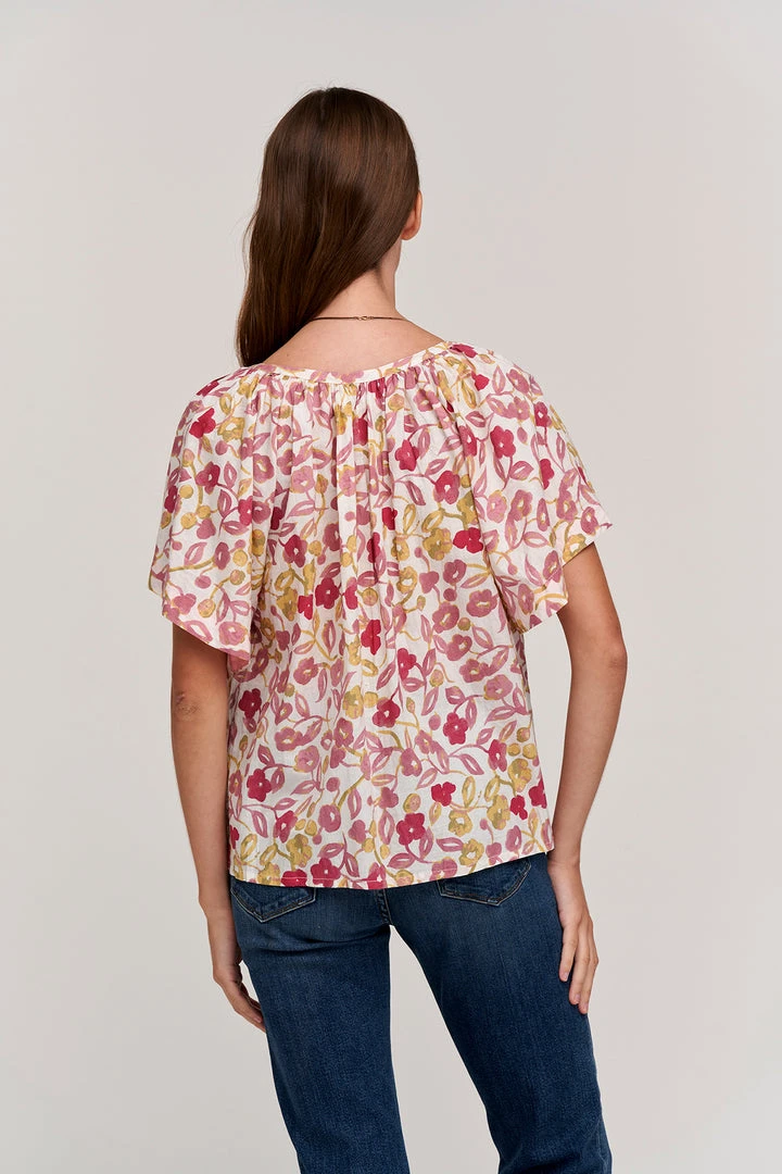 Velvet By Graham & Spencer JUNO PRINTED COTTON CAMBRIC TOP Womens 7 Velvet By Graham & Spencer JUNO PRINTED COTTON CAMBRIC TOP Womens