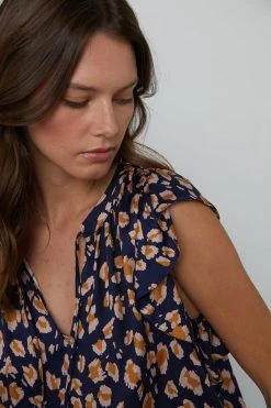 Velvet By Graham & Spencer FRANCINE CHEETAH PRINT BLOUSE Womens