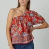 Velvet By Graham & Spencer DIANA ONE SHOULDER PRINTED TOP Womens