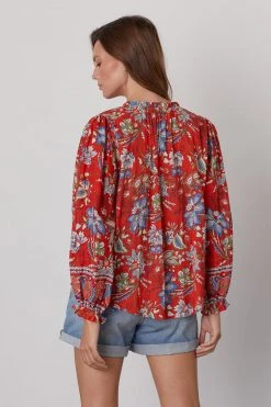 Velvet By Graham & Spencer MIKAYLA BUTTON-UP PRINTED BLOUSE Womens