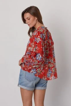 Velvet By Graham & Spencer MIKAYLA BUTTON-UP PRINTED BLOUSE Womens
