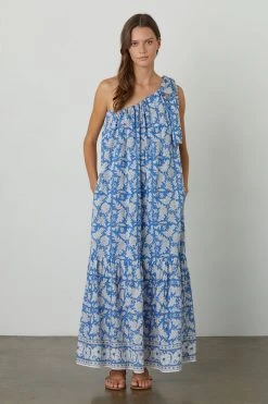 Velvet By Graham & Spencer JOANNA ONE SHOULDER PRINTED MAXI DRESS Womens