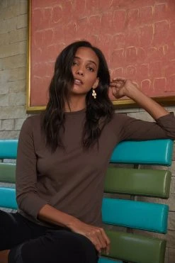 Velvet By Graham & Spencer QUINNY 3/4 SLEEVE MOCK NECK TEE Womens