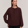 Velvet By Graham & Spencer Womens GINGER CHALLIS NECK TIE TOP