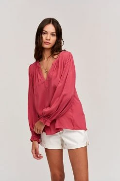 Velvet By Graham & Spencer JOLENE V-NECK BLOUSE Womens