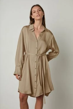 Velvet By Graham & Spencer Womens SAVANNAH BUTTON-UP DRESS