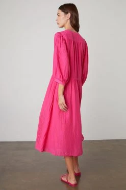 Velvet By Graham & Spencer Womens EMERSON BUTTON-UP MIDI DRESS