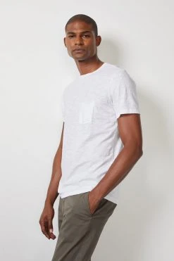 Velvet By Graham & Spencer Mens CHAD RAW EDGE COTTON SLUB POCKET TEE