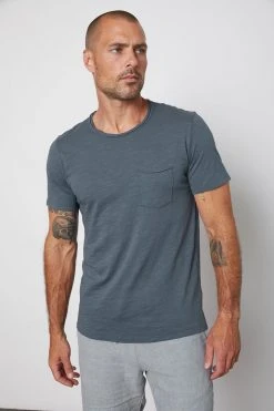 Velvet By Graham & Spencer Mens CHAD RAW EDGE COTTON SLUB POCKET TEE