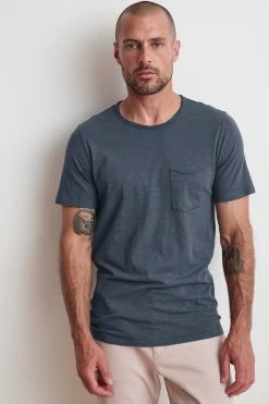 Velvet By Graham & Spencer Mens CHAD RAW EDGE COTTON SLUB POCKET TEE