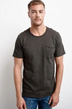 Velvet By Graham & Spencer Mens CHAD RAW EDGE COTTON SLUB POCKET TEE