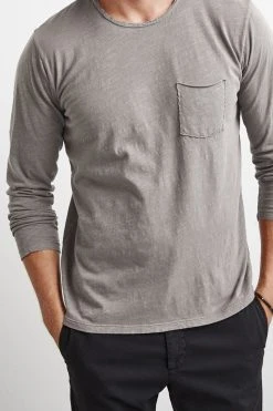 Velvet By Graham & Spencer SIMEON RAW EDGE COTTON SLUB TEE