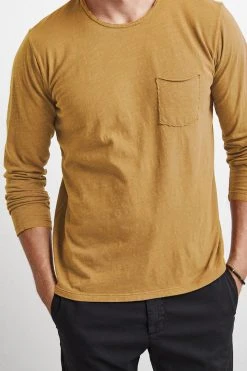 Velvet By Graham & Spencer SIMEON RAW EDGE COTTON SLUB TEE